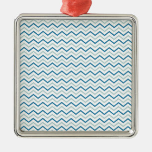 Ornement Carré Argenté Motif Aqua Blue Chevron