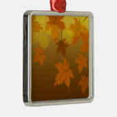 Ornement Carré Argenté Motif d'automne avec feuilles d'érable en chute et (Droite)