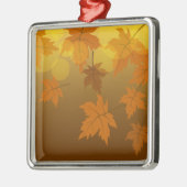 Ornement Carré Argenté Motif d'automne avec feuilles d'érable en chute et (Gauche)