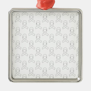 Ornement Carré Argenté Motif de ruban blanc