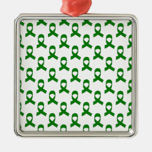 Ornement Carré Argenté Motif de ruban vert