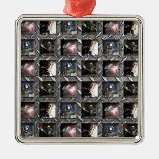 Ornement Carré Argenté Motif de soudure (Devant)