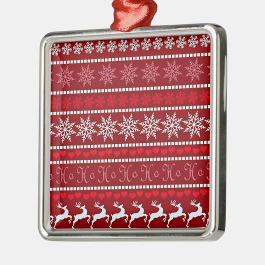 Ornement Carré Argenté Motif Festif Noël Snowflake (Gauche)
