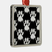 Ornement Carré Argenté Motif Paw Chien Blanc Avec Paint Splatter (Droite)