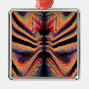 Ornement Carré Argenté Motif psychédélique vintage