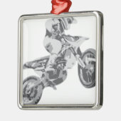 Ornement Carré Argenté Motocross (Gauche)