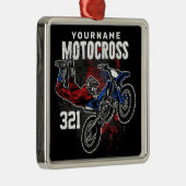 Ornement Carré Argenté Motocross Motocross Racing FMX Tricks personnalisé (Droite)