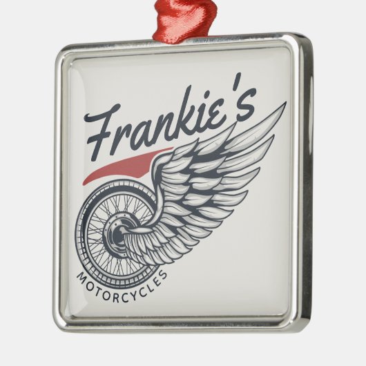 Ornement Carré Argenté Motos personnalisées Flying Tire Biker Shop (Gauche)