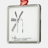Ornement Carré Argenté moulin sur arrière - plan blanc (Gauche)