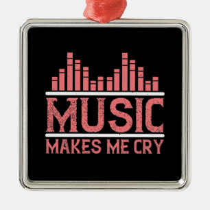 Ornement Carré Argenté Musique - La musique me fait pleurer