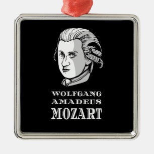 Ornement Carré Argenté Musique - Wolfgang Amadeus Mozart Portrait