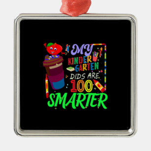 Ornement Carré Argenté My Kinder Garten Dids Are 100 Smarter