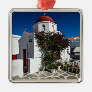 Ornement Carré Argenté Mykonos Grèce Travel - Church Cafe Europe Tourisme