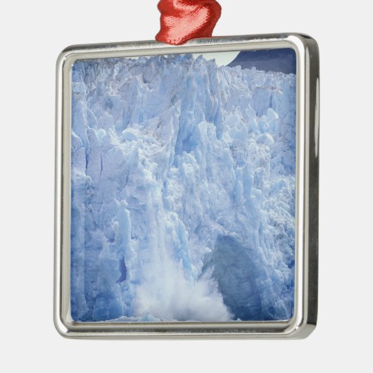Ornement Carré Argenté NA, USA, Alaska. Glacier s'effondre dans l'eau (Gauche)