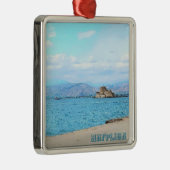 Ornement Carré Argenté Nafplion Greece Souvenir Ornament (Droite)