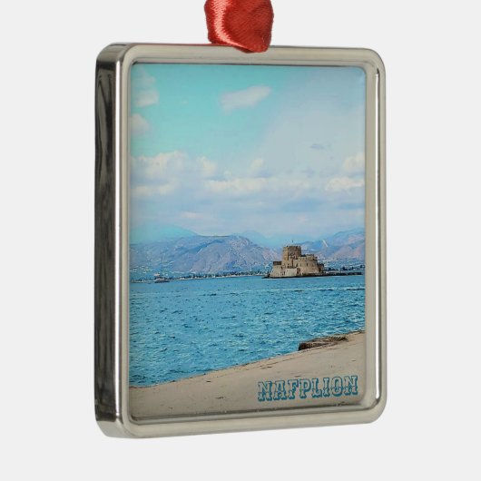 Ornement Carré Argenté Nafplion Greece Souvenir Ornament (Droite)