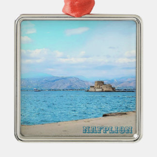 Ornement Carré Argenté Nafplion Greece Souvenir Ornament