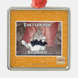 Ornement Carré Argenté Ne peut pas parler maintenant, le combat de patron