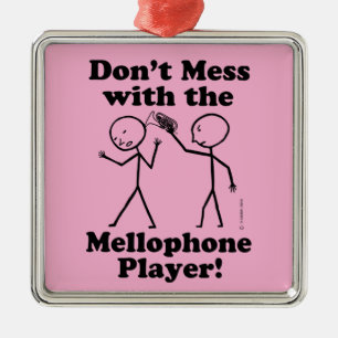 Ornement Carré Argenté Ne vous mêlez pas du joueur de Mellophone