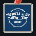 Ornement Carré Argenté Nestucca River Oregon Kayak<br><div class="desc">La rivière Nestucca est originaire du nord de la chaîne côtière de l'Oregon et s'écoule sur 80 milles,  drainant la pente ouest de la chaîne dans les comtés de Yamhill et Tillamook.</div>