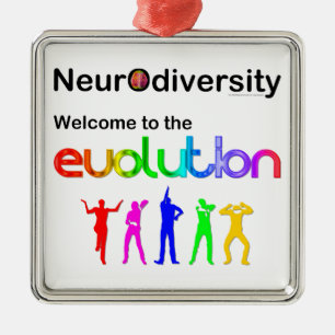 Ornement Carré Argenté Neurodiversité Bienvenue dans l'Évolution