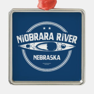 Ornement Carré Argenté Niobrara River Nebraska Kayaking