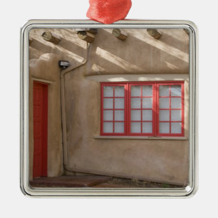 Ornement Carré Argenté NM, Nouveau-Mexique, Père Noël Fe, Canyon Road, 