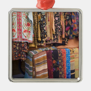 Ornement Carré Argenté NM, Nouveau-Mexique, Père Noël Fe, vêtements Na