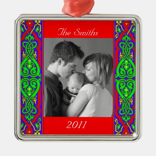 Ornement Carré Argenté Noël (Devant)