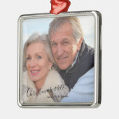 Ornement Carré Argenté Noël 2022 Photo  (Gauche)