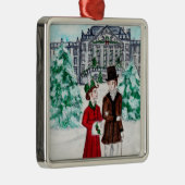 Ornement Carré Argenté Noël à Pemberley (Droite)