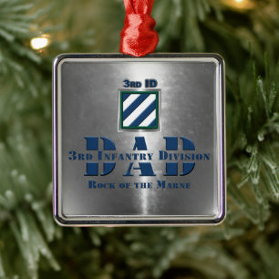 Ornement Carré Argenté Noël DAD 3e division d'infanterie
