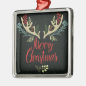 Ornement Carré Argenté Noël d'andouillers de Noël Joyeux (Gauche)
