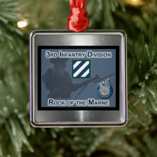 Ornement Carré Argenté Noël de la 3e division d'infanterie ID