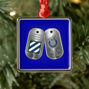 Ornement Carré Argenté Noël de la 3e division d'infanterie ID