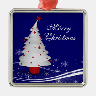 Ornement Carré Argenté Noël de la Cartographie Reindeer