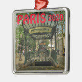 Ornement Carré Argenté Noël de vacances à Paris (Gauche)