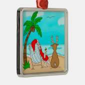 Ornement Carré Argenté Noël des Snowbirds, Père Noël et Reindeer sur la p (Droite)