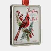 Ornement Carré Argenté Noël du Cardinal Personnalisé (Droite)