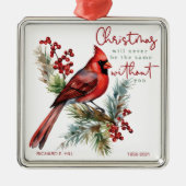 Ornement Carré Argenté Noël du Cardinal Personnalisé (Devant)