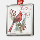 Ornement Carré Argenté Noël du Cardinal Personnalisé (Gauche)