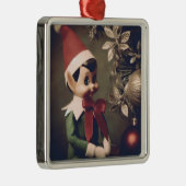 Ornement Carré Argenté Noël Elf Cute Holiday (Droite)