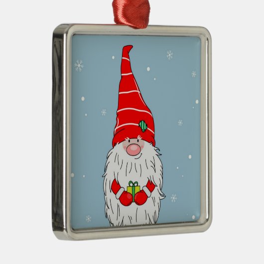 ORNEMENT CARRÉ ARGENTÉ **NOËL GNOMES** ORNAMENT DE NOËL (Droite)