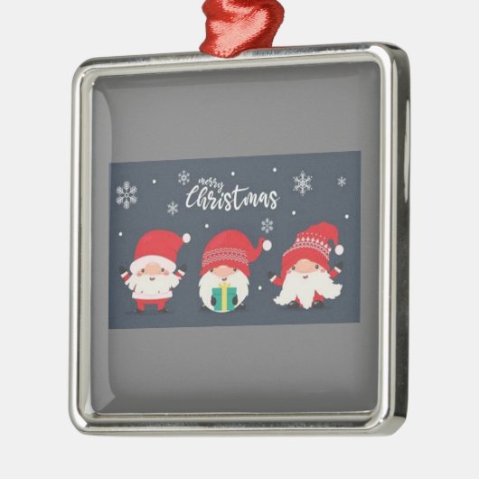 ORNEMENT CARRÉ ARGENTÉ **NOËL GNOMES** ORNAMENT DE NOËL (Gauche)