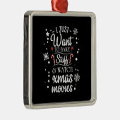 Ornement Carré Argenté Noël Je Veux Juste Cuire (Droite)