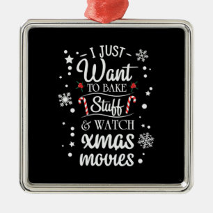 Ornement Carré Argenté Noël Je Veux Juste Cuire