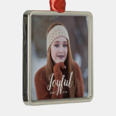 Ornement Carré Argenté Noël joyeux | Photo (Droite)