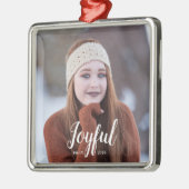 Ornement Carré Argenté Noël joyeux | Photo (Gauche)