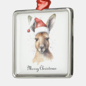 Ornement Carré Argenté Noël Kangaroo, personnalisable (Gauche)