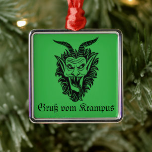 Ornement Carré Argenté Noël Krampus